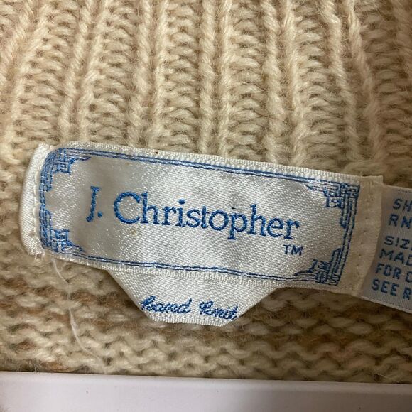 J. Christopher Knit Cardigan Sweater Button Down Women's Size L Biege High Neck - Picture 10 of 12